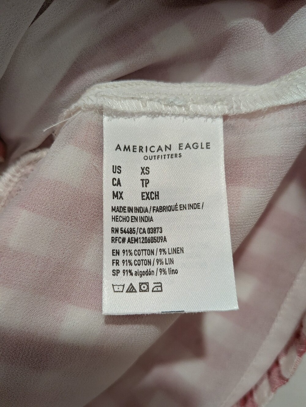 American Eagle Cotton Linen Pink And White Gingham Mini Skirt | Xs - Picture 4 of 4